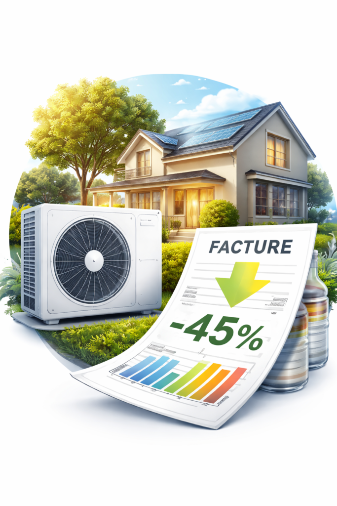 illustration de la consommation d'une pompe à chaleur