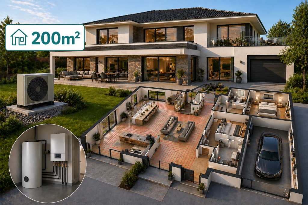 pompe à chaleur maison 200 m2